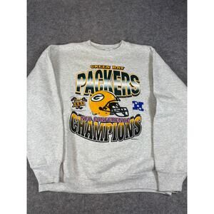 VINTAGE Green Bay Packers Sweatshirt Mens Large Gray Super Bowl XXXI Champions